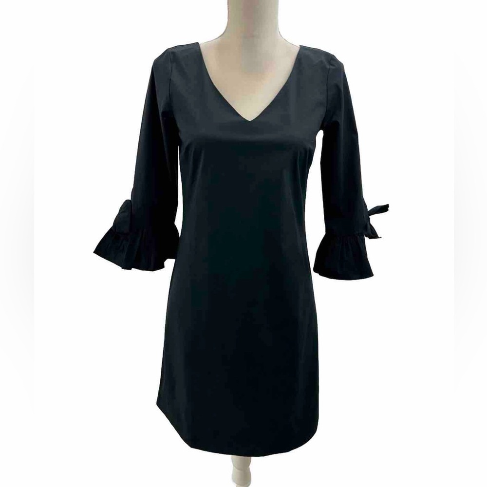 J. Crew Black Mini Dress with Ruffle Sleeves